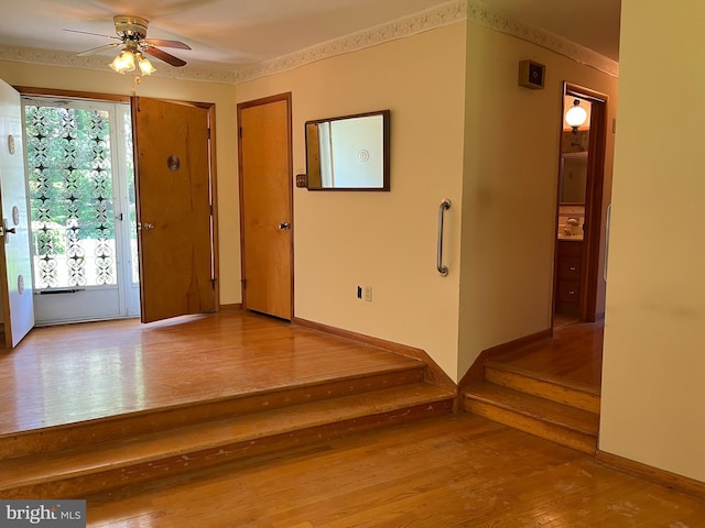 18 Bittersweet Dr, Hagerstown, MD 21740 - foyer entrance featuring wood finished floors, ceiling fan, baseboards, and stairway