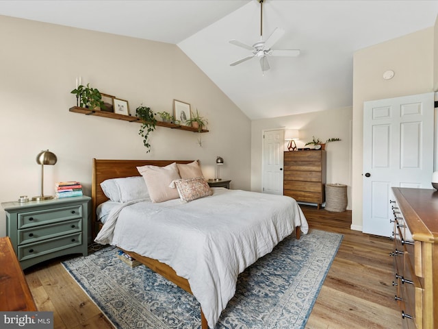 1549 N Jefferson Ct, Lancaster, PA 17602 - bedroom featuring light wood finished floors, vaulted ceiling, and ceiling fan