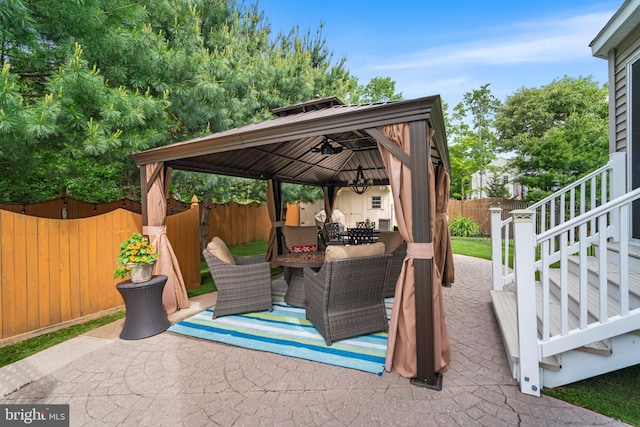 129 Bridle Path Dr, Egg Harbor Township, NJ 08234 - fenced backyard featuring a gazebo, a patio, and outdoor dining space