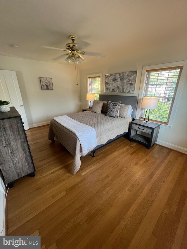 2108 26th St S, Arlington, VA 22206 - bedroom featuring wood finished floors, multiple windows, and ceiling fan