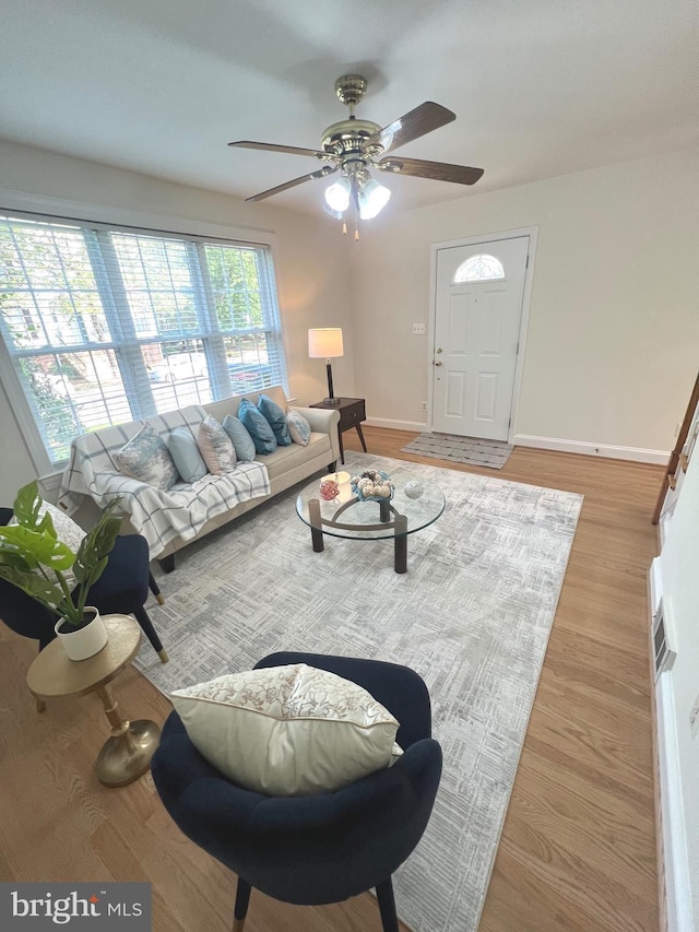 2108 26th St S, Arlington, VA 22206 - living room featuring ceiling fan and wood finished floors