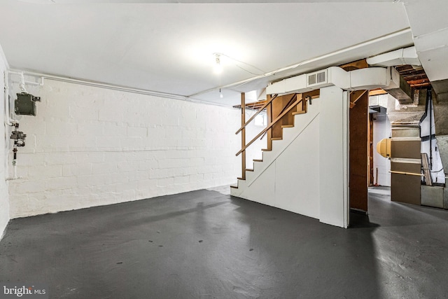 2108 26th St S, Arlington, VA 22206 - finished below grade area featuring stairs and concrete block wall