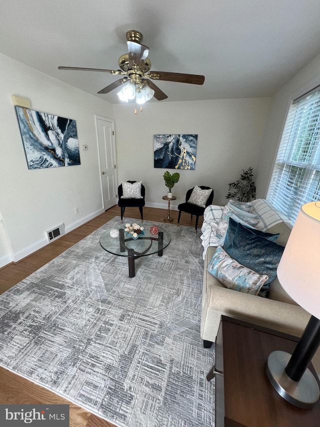 2108 26th St S, Arlington, VA 22206 - living room with ceiling fan and wood finished floors