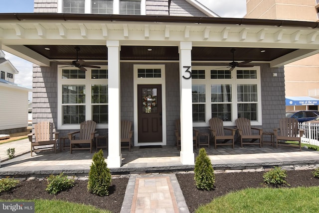 3 Laurel St, Rehoboth Beach, DE 19971 - entrance to property with a ceiling fan and covered porch