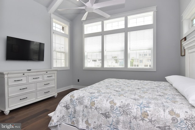 3 Laurel St, Rehoboth Beach, DE 19971 - bedroom featuring dark wood-type flooring, vaulted ceiling, and baseboards