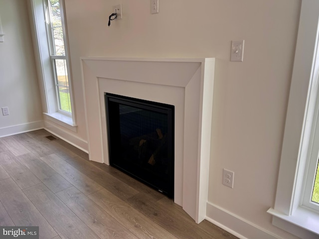 34232 Brenner Ln, Lewes, DE 19958 - detailed view of wood finished floors, a glass covered fireplace, and baseboards