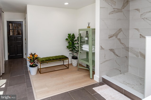 2539 Aquetong Rd, New Hope, PA 18938 - full bathroom with tile patterned floors, recessed lighting, and tiled shower
