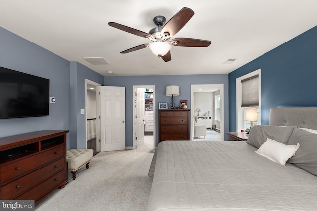 1509 Blakes Legacy Dr, Bel Air, MD 21014 - bedroom featuring light carpet, ensuite bathroom, and ceiling fan