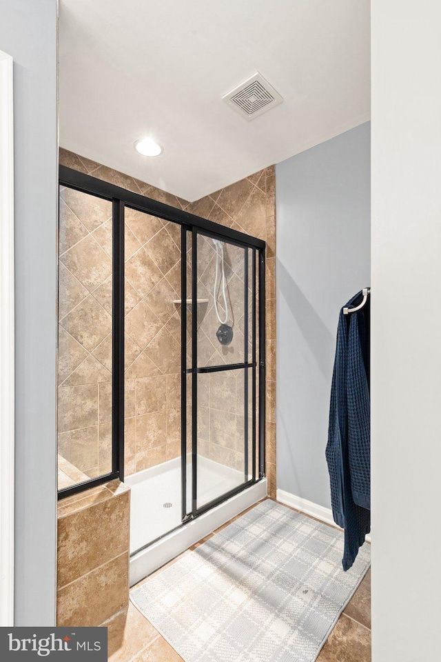 1509 Blakes Legacy Dr, Bel Air, MD 21014 - bathroom with a shower stall, recessed lighting, and tile patterned floors