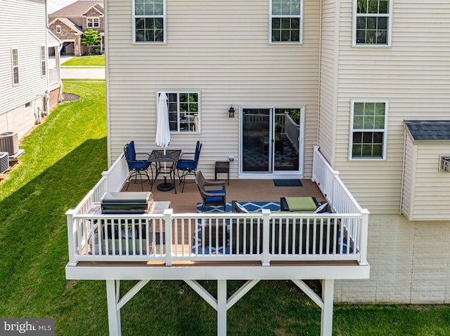 1509 Blakes Legacy Dr, Bel Air, MD 21014 - back of house with a wooden deck, a lawn, and outdoor dining area
