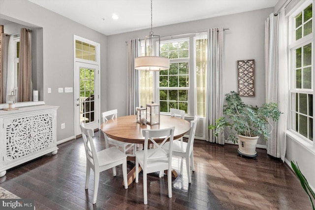 6808 Rehnquist Ct, New Market, MD 21774 - dining room with healthy amount of natural light, dark wood-style floors, baseboards, and recessed lighting