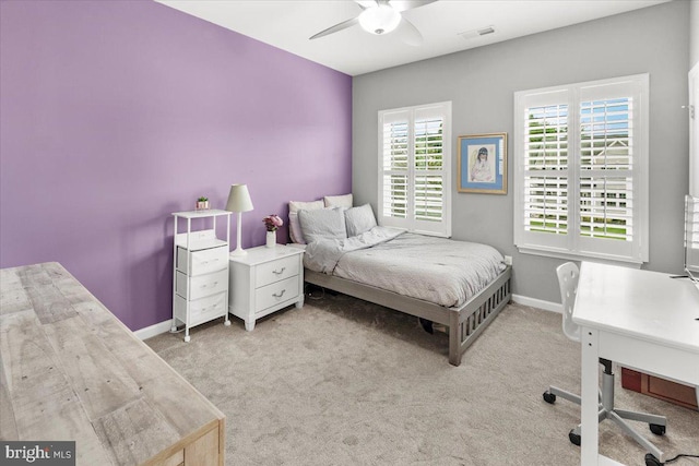 6808 Rehnquist Ct, New Market, MD 21774 - carpeted bedroom with a desk, baseboards, and a ceiling fan