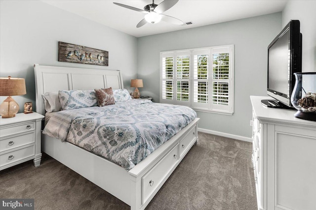 6808 Rehnquist Ct, New Market, MD 21774 - bedroom featuring dark colored carpet, baseboards, and ceiling fan
