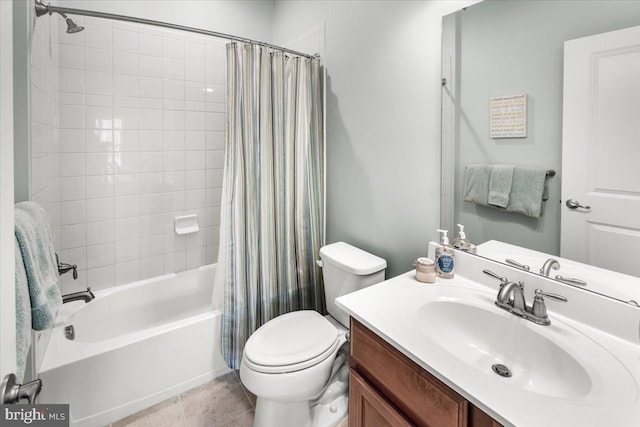 6808 Rehnquist Ct, New Market, MD 21774 - full bathroom with shower / bath combo with shower curtain, vanity, toilet, and tile patterned flooring