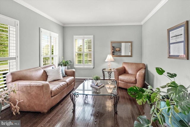 6808 Rehnquist Ct, New Market, MD 21774 - living room with hardwood / wood-style flooring, crown molding, and baseboards