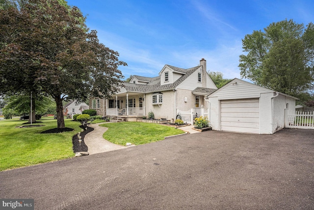 787 Park Rd, Lansdale, PA 19446 - view of front facade featuring a chimney, covered porch, a gate, driveway, and roof with shingles
