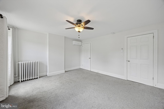 534 Spring Mill Ave, Conshohocken, PA 19428 - unfurnished room with radiator, carpet, ceiling fan, and a wall mounted air conditioner