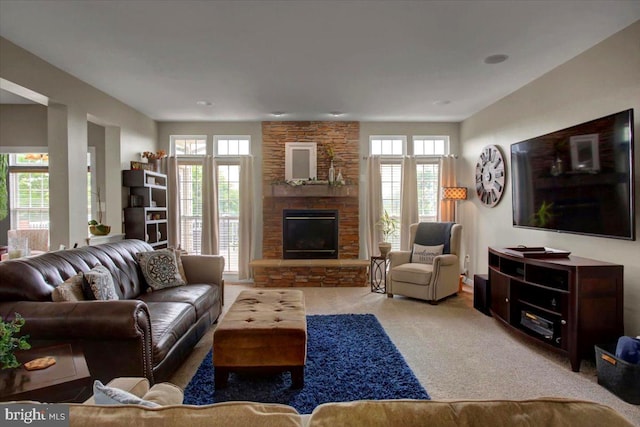 11516 Mystic Rock Ln N, Waynesboro, PA 17268 - carpeted living area with a stone fireplace