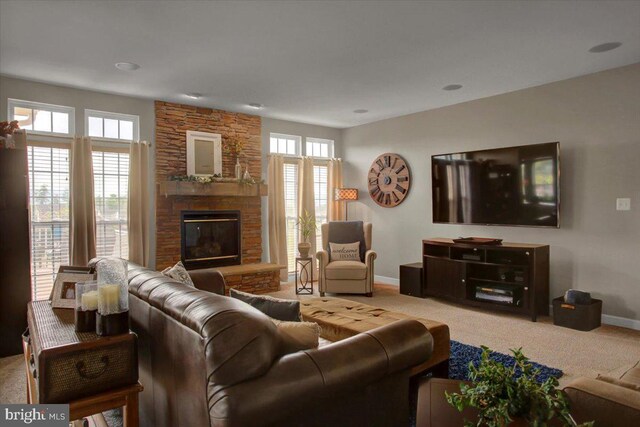 11516 Mystic Rock Ln N, Waynesboro, PA 17268 - carpeted living room featuring baseboards and a fireplace