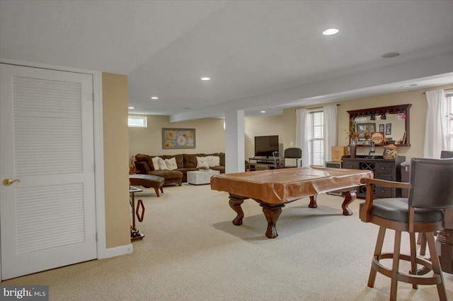 11516 Mystic Rock Ln N, Waynesboro, PA 17268 - game room featuring carpet floors, recessed lighting, and billiards table
