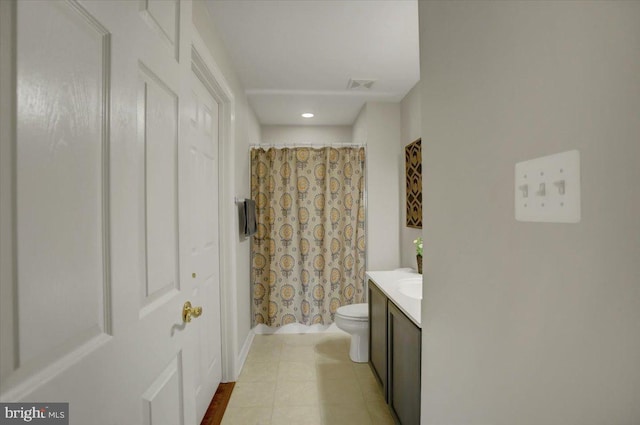 11516 Mystic Rock Ln N, Waynesboro, PA 17268 - bathroom with toilet, vanity, a shower with curtain, recessed lighting, and tile patterned flooring