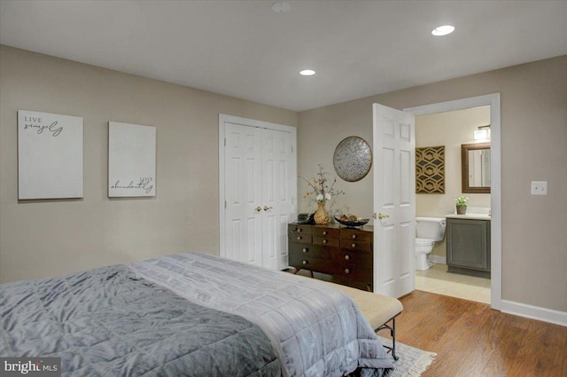 11516 Mystic Rock Ln N, Waynesboro, PA 17268 - bedroom with wood finished floors, recessed lighting, baseboards, ensuite bath, and a closet