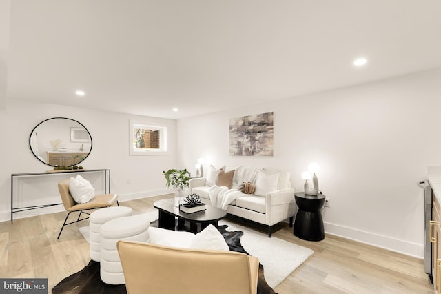4308 4th St NW, Washington, DC 20011 - living room featuring light wood finished floors, baseboards, and recessed lighting