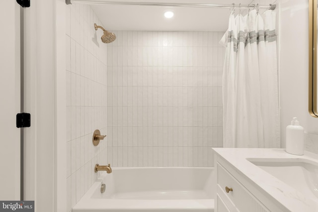 4308 4th St NW, Washington, DC 20011 - full bath with shower / bath combination with curtain, vanity, and recessed lighting