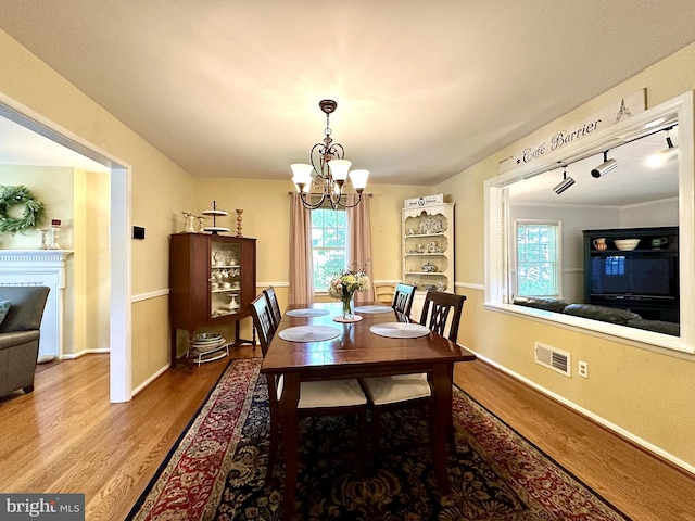 113 Sypherd Dr, Newark, DE 19711 - dining room featuring wood finished floors, a chandelier, and plenty of natural light