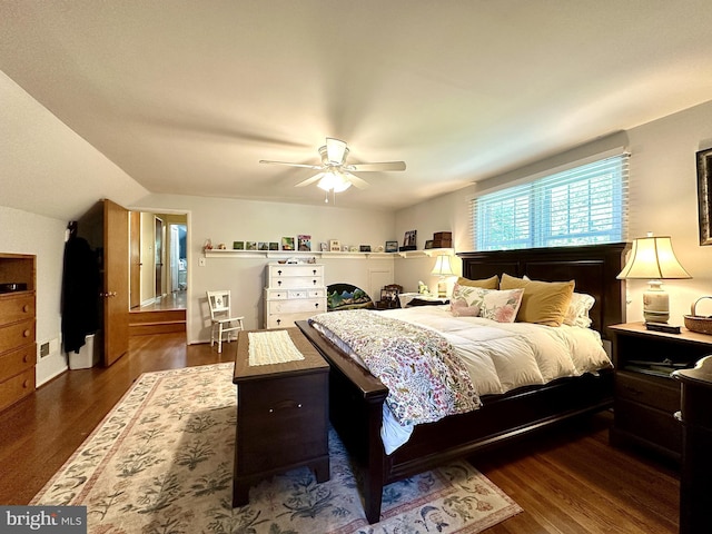 113 Sypherd Dr, Newark, DE 19711 - bedroom featuring dark wood finished floors, ceiling fan, and lofted ceiling