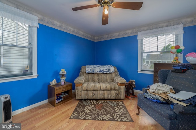 224 W Underwood Ave, West Deptford, NJ 08096 - bedroom with baseboards, wood finished floors, and ceiling fan