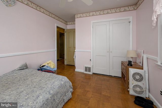 224 W Underwood Ave, West Deptford, NJ 08096 - bedroom with a closet, a ceiling fan, and baseboards