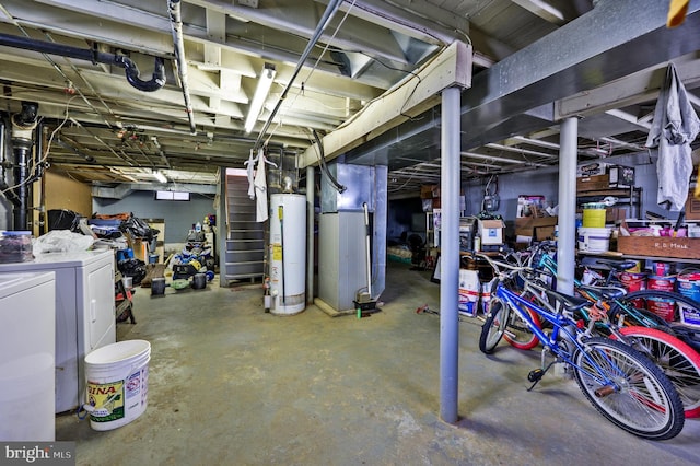 224 W Underwood Ave, West Deptford, NJ 08096 - unfinished basement with water heater, washing machine and dryer, and heating unit