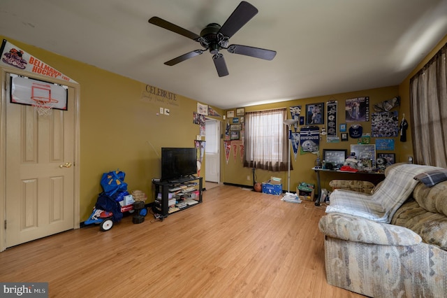 224 W Underwood Ave, West Deptford, NJ 08096 - living room featuring wood finished floors and a ceiling fan