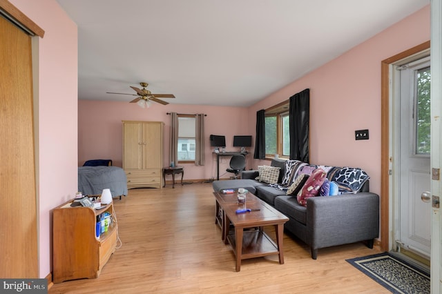 224 W Underwood Ave, West Deptford, NJ 08096 - living area with light wood-type flooring, healthy amount of natural light, and ceiling fan