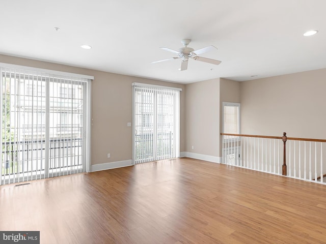 105 Sutton Way, Newark, DE 19711 - empty room featuring wood finished floors, a ceiling fan, recessed lighting, and baseboards