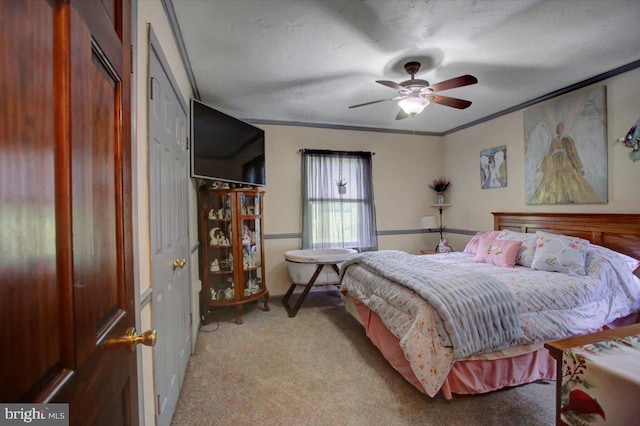50 Valleyview Dr, Littlestown, PA 17340 - bedroom with light colored carpet, crown molding, and a ceiling fan