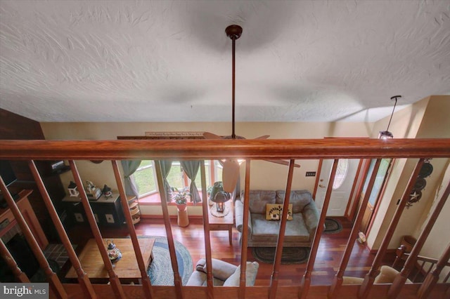 50 Valleyview Dr, Littlestown, PA 17340 - detailed view of a textured ceiling, wood finished floors, and a ceiling fan