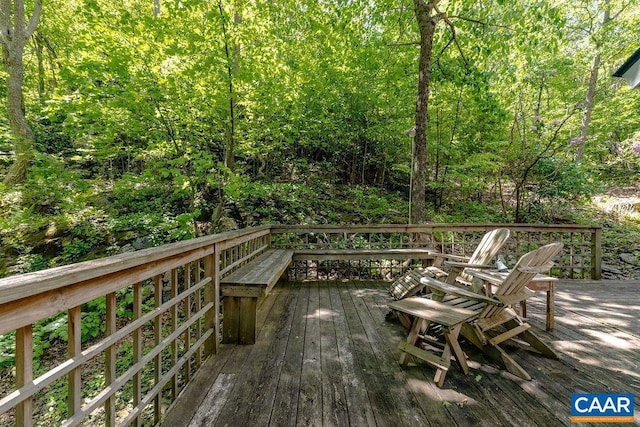 98 Pedlars Pt, Roseland, VA 22967 - wooden terrace featuring a forest view