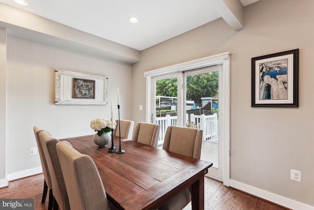 422 Hamilton St NW, Washington, DC 20011 - dining area featuring wood finished floors, baseboards, and recessed lighting