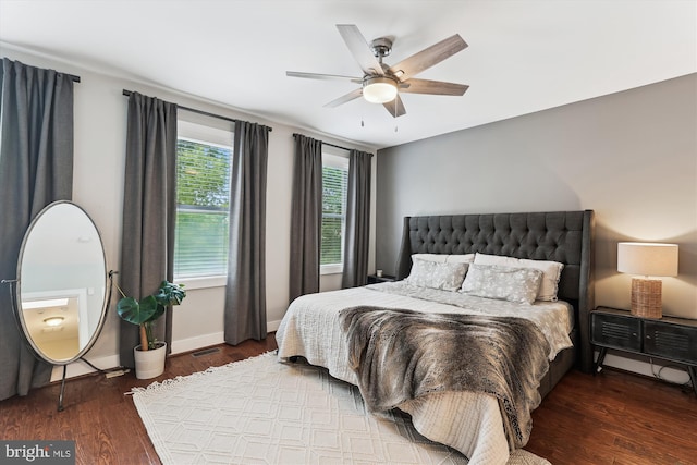 422 Hamilton St NW, Washington, DC 20011 - bedroom with wood finished floors, a ceiling fan, and baseboards