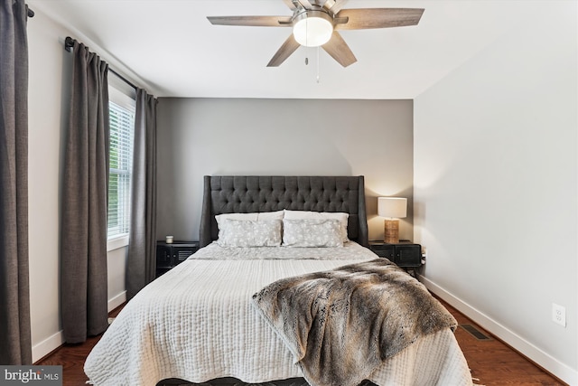 422 Hamilton St NW, Washington, DC 20011 - bedroom with baseboards, wood finished floors, and a ceiling fan