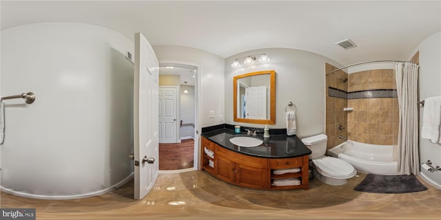 422 Hamilton St NW, Washington, DC 20011 - full bathroom featuring vanity, shower / bathtub combination with curtain, and toilet