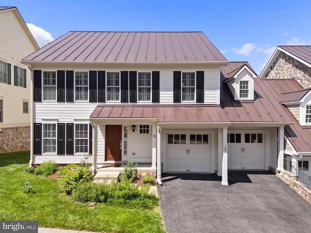 128 N Jay St, Middleburg, VA 20117 - view of front of property with a standing seam roof, asphalt driveway, and metal roof