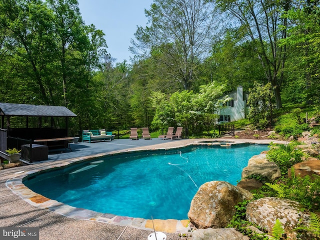 2762 Horseshoe Trl, Chester Springs, PA 19425 - view of swimming pool with a patio, outdoor lounge area, and a pool with connected hot tub