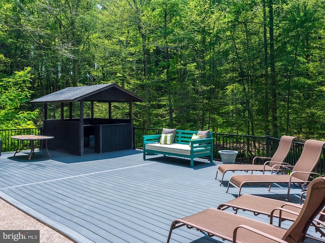 2762 Horseshoe Trl, Chester Springs, PA 19425 - wooden terrace with a forest view