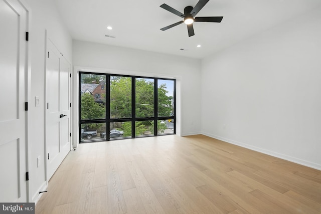 3802 T St NW, Washington, DC 20007 - unfurnished bedroom featuring light wood finished floors, recessed lighting, baseboards, and ceiling fan