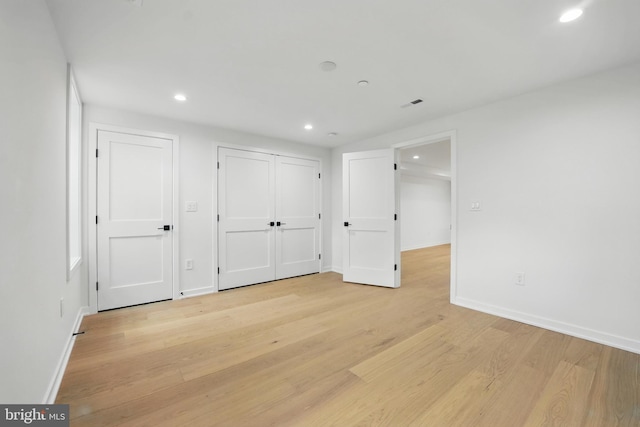 3802 T St NW, Washington, DC 20007 - unfurnished bedroom with recessed lighting, baseboards, and light wood finished floors