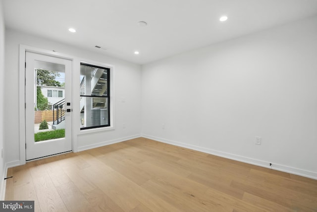 3802 T St NW, Washington, DC 20007 - unfurnished room featuring light wood-style flooring, baseboards, and recessed lighting