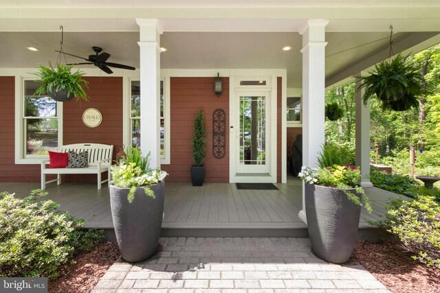 10108 Rockinghorse Ln, Spotsylvania, VA 22553 - property entrance with a porch and a ceiling fan